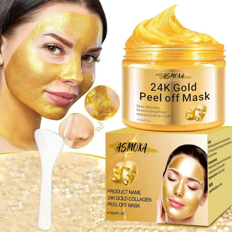 Съемная маска лица 24K Gold Peel Off: обновляющая, разглаживает кожу, удаляет акне и черные точки