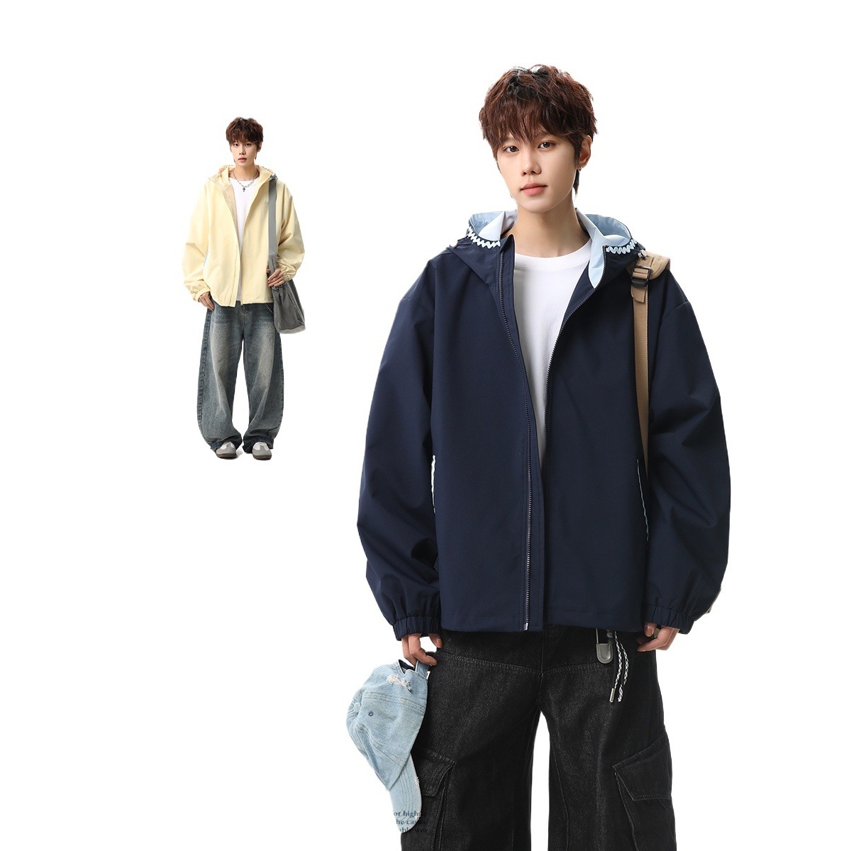 남성복 후드 코트 남녀 도파민 춘추 2026 신상 캐주얼 루즈핏 작업복 재킷