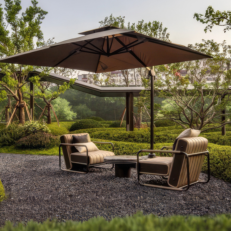 Sofá al aire libre ocio villa balcón patio hotel de cuero mesa de té individual combinación de muebles impermeables