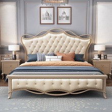 美式实木床现代简约主卧实木两米双人床主卧储物高箱床婚床法式床