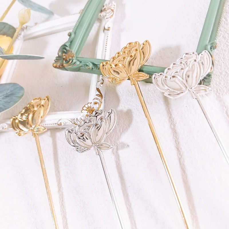 Horquilla de rosa de aleación explosiva Luotian imitación azul quemado embrión liso de bricolaje Hanfu estilo antiguo paso a paso accesorios para el cabello materiales de construcción de grupo