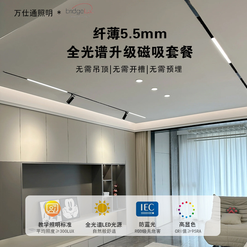 Ultra-slim modern minimalist surface-mounted magnetic track light ceiling light source living room line floodlight bedroom without main light