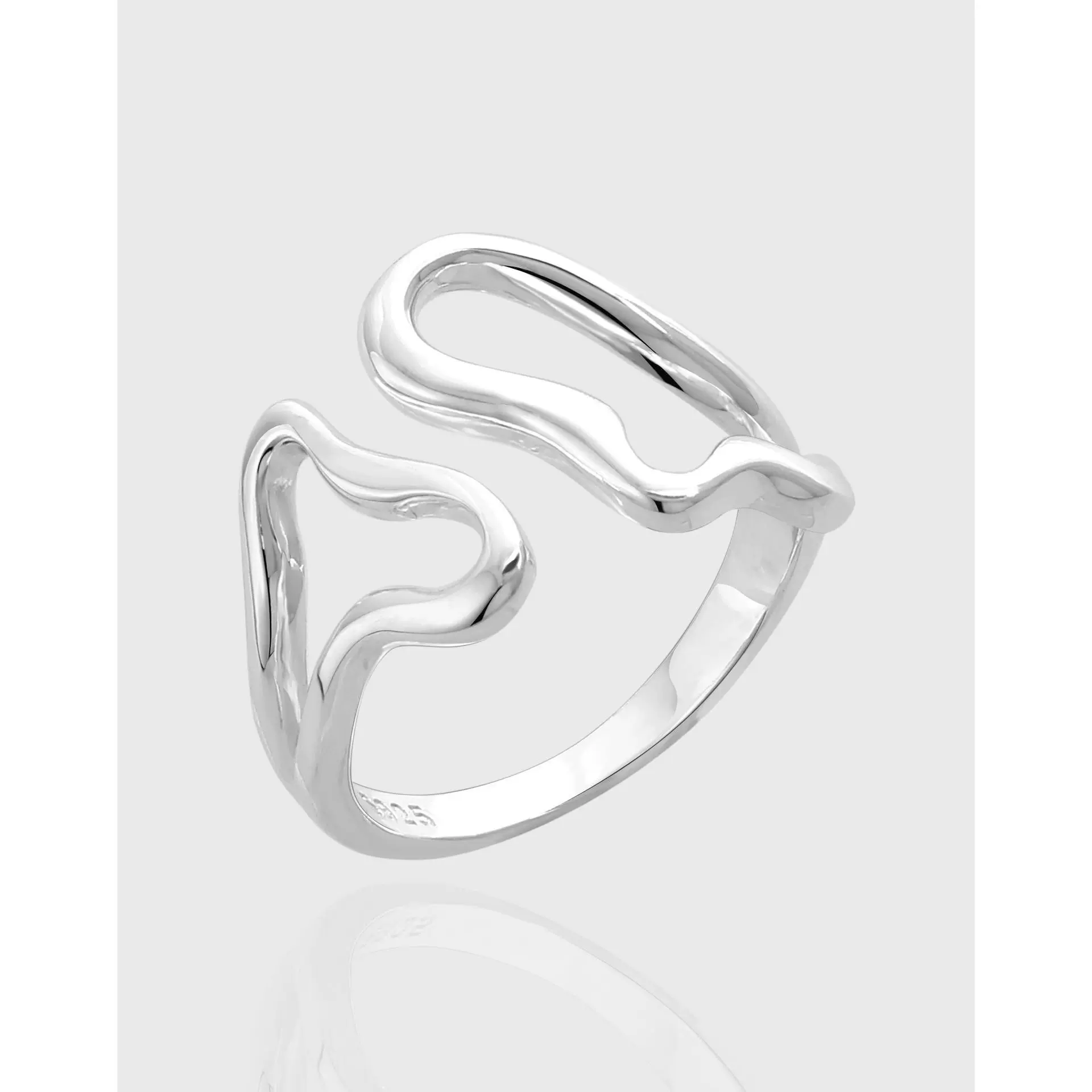 JZ1823原创心形爱心造型设计S925纯银个性轻奢高级感开口戒指女