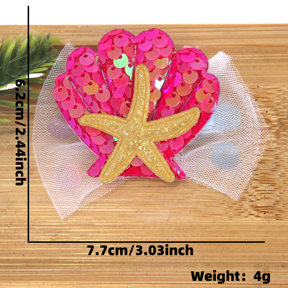 Cartoon shell starfish clip de pelo tema mar decoración de fiesta de cumpleaños clip de pelo borde clip de sequela clip de pelo