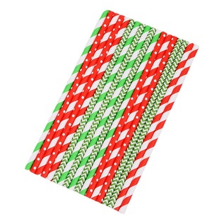 In stock disposable colored paper straw red and green series fresh biodegradable Kraft paper beverage milk tea paper straw