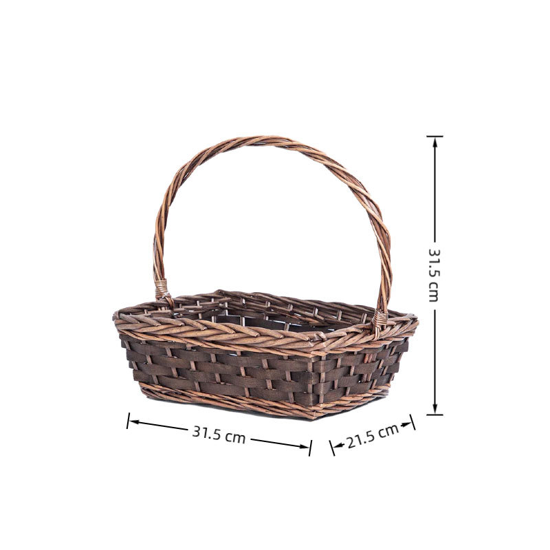 갈색 광택 직사각형 이탈리아 바구니 3개 세트, 소형