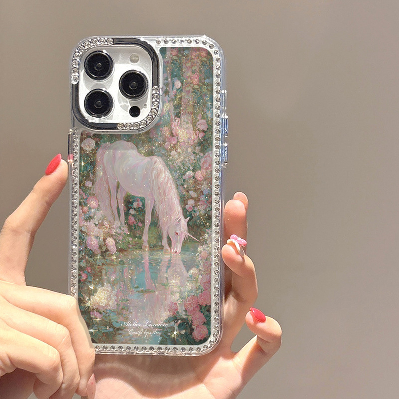 Suitable for Iphone16Ins Style Dreamy Unicorn Phone Case Apple 17 Niche High-End Flash Diamond Star Case Suitable for Iphone16Ins Style Dreamy Unicorn Phone Case Apple 17 Niche High-End Flash Diamond Star Case