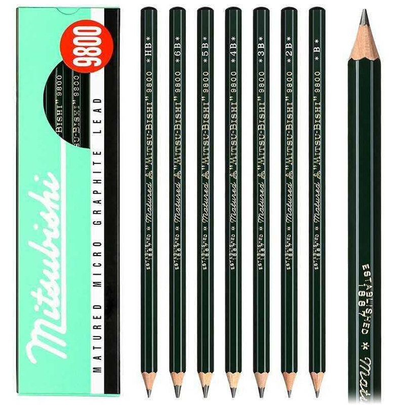 Japan UNI Mitsubishi 9800 Sketch Pencil Student Examination Write…