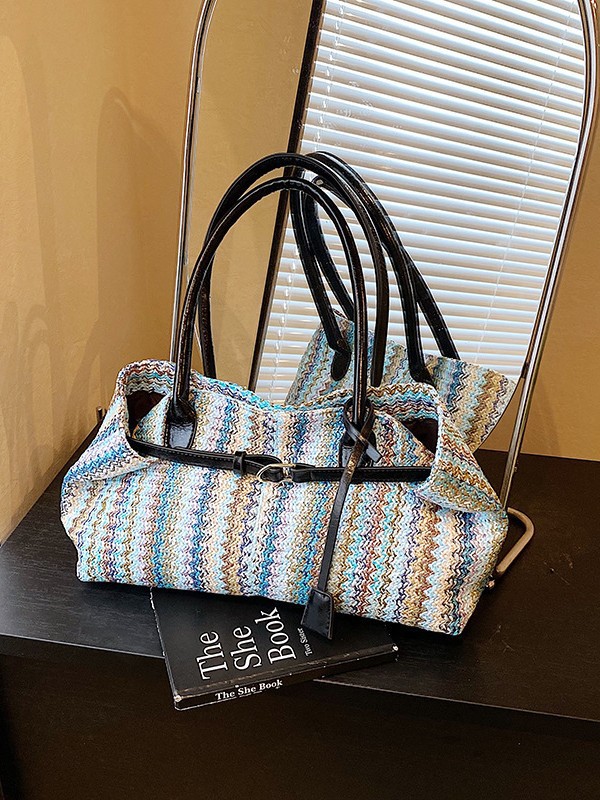 Cross-Border Summer Straw Woven Underarm Bag For Women 2025 New Beach Vacation Handbag Shoulder Bag Versatile Baguette Bag - Thumbnail 4
