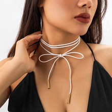 绒布绑带项链DIY派对个性手工蝴蝶结项圈长款欧美跨境饰品 Choker