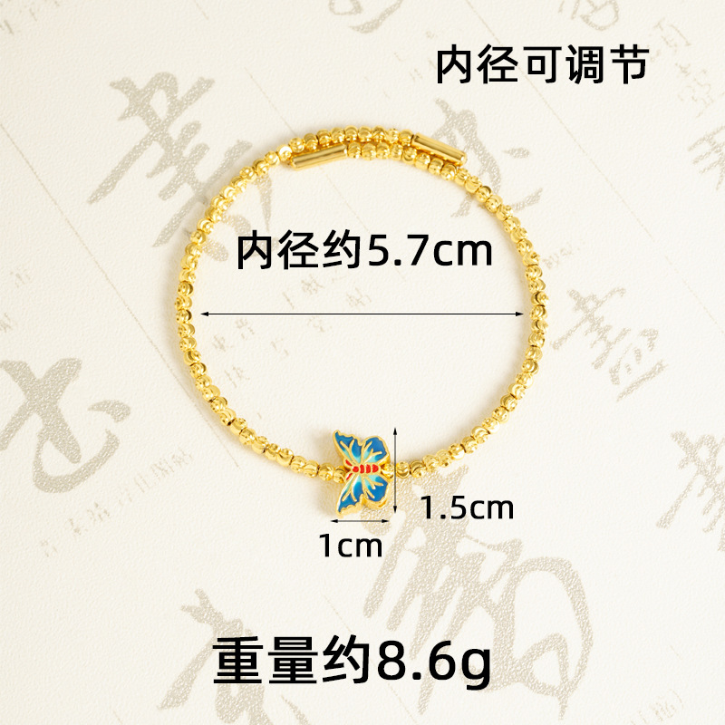 Nuevos productos de Vietnam Sha Jin pulsera de lujo ligera Ping An feliz goteo de aceite pulsera mariposa de alta calidad joyería Yiwu