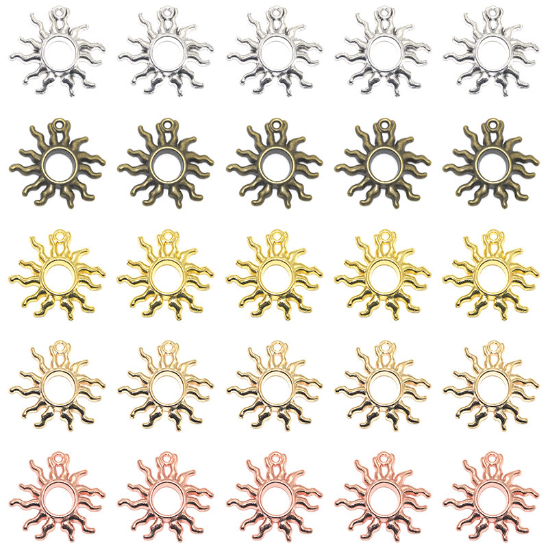 Multi-Color Hollow Sun Pendant DIY Retro Alloy Jewelry Accessories Necklace Bracelet Earrings Pendant Cross-Border Hot Sale