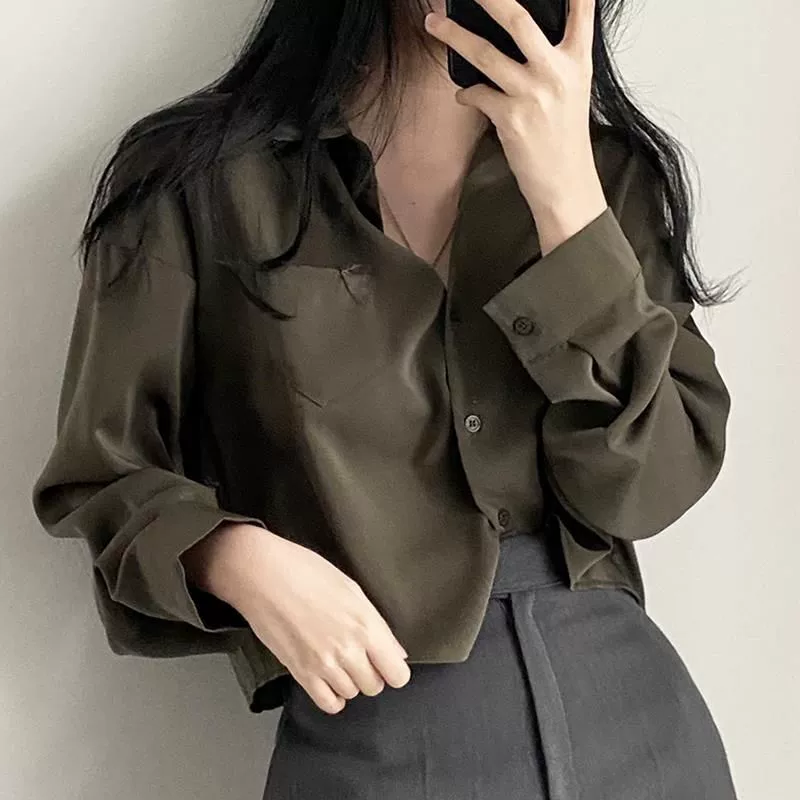 Короткая длинный рукав для отдыха, рубашка, воротник-поло, oversize