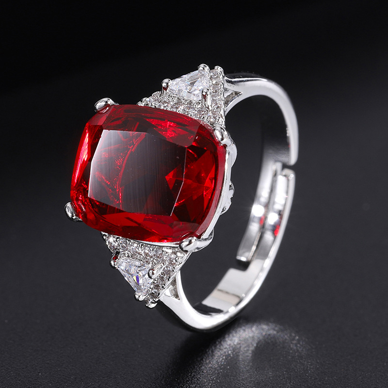 Luxurious Geometric Copper Plating Zircon Open Ring