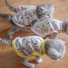 宠物潮牌猫咪背心小奶猫衣服夏季薄款英短蓝白美短可爱亲子装背心