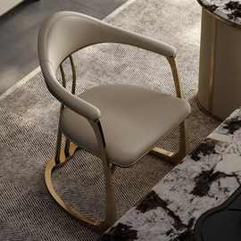 轻奢极简圈椅主人椅设计师椅子别墅办公室书房主人位不锈钢茶桌椅