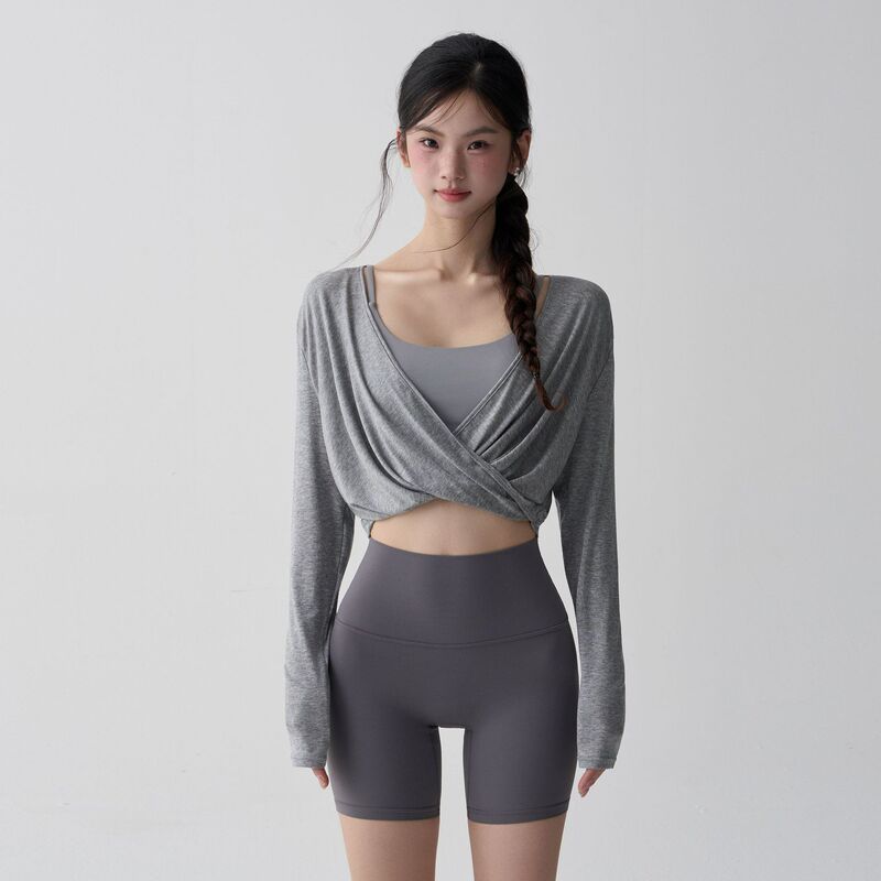 High-end Tencel yoga wear, long-sleeved sports blouse, stunning Pilates training wear, fitness top, T-shirt for women High-end Tencel yoga wear, long-sleeved sports blouse, stunning Pilates training wear, fitness top, T-shirt for women