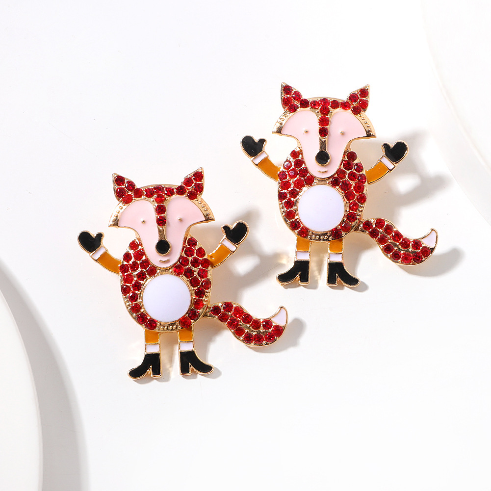 Cartoon animal little fox diamond European and American Christmas creative earrings fashion accessoriespicture1