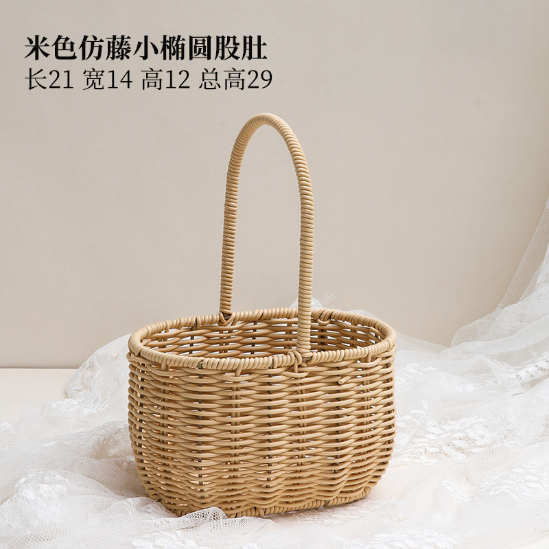 Cesta de flores con asa de encaje, cesta de bambú tejida para floristas, embalaje DIY, pequeña cesta de bambú para ramos y flores secas.