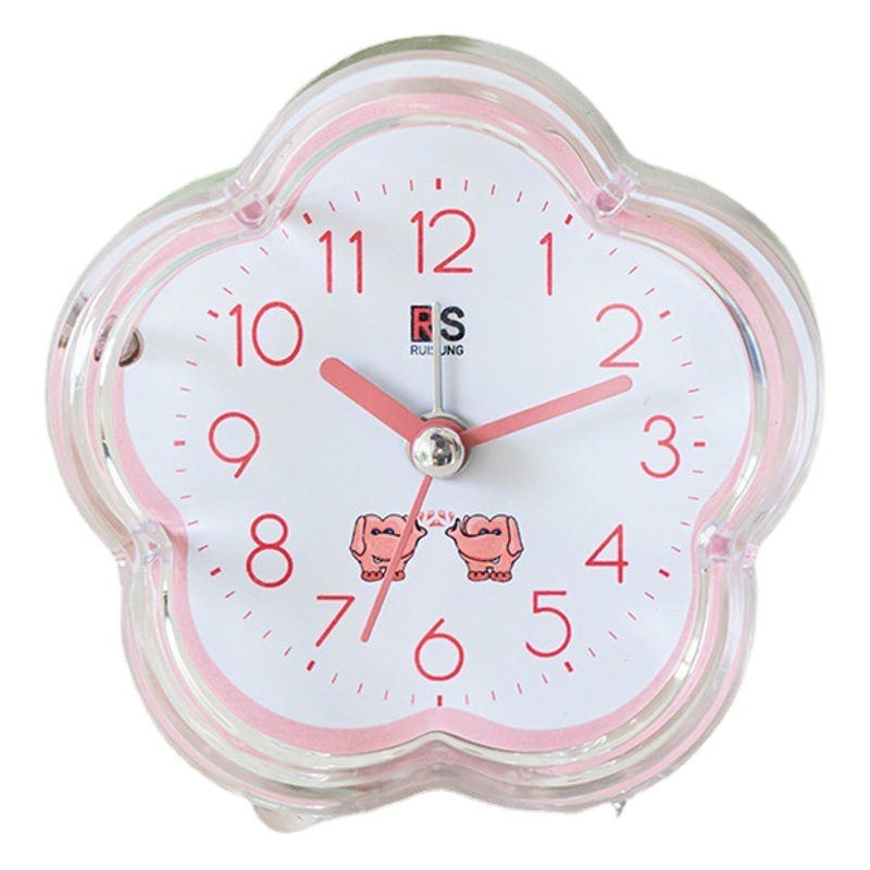 Ventas de fábrica simple reloj de alarma de plástico estudiante reloj de color caramelo con luz en forma de flor de dibujos animados fácil de llevar reloj de alarma