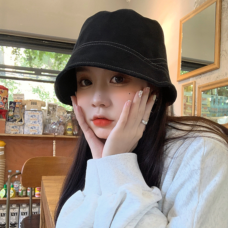새로운 모자 여성 가을, 겨울 패션 한국어 스타일 분지 모자 캐주얼 유행 멋진 양동이 모자 일반 얼굴 덮는 어부 모자