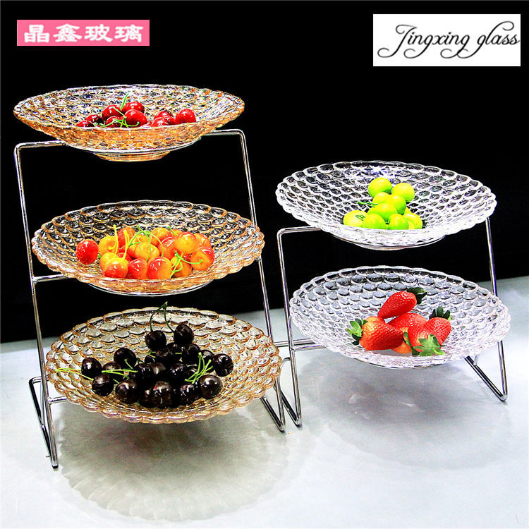 three layers Glass fruit Cold dish multi-storey Cafeteria tableware Food Exhibition Buffet plate originality personality fashion