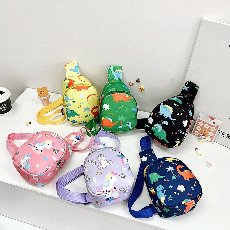 New Foreign Trade Children's Chest Bag, Kindergarten Boys and Girls Crossbody Small Bag, Versatile Small Backpack, Cartoon Dinosaur Children's Bag
