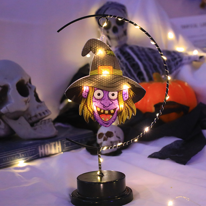 ハロウィーン新商品鉄芸魔女造形灯クモコウモリled銅線灯鬼節パーティー雰囲気装飾灯|undefined