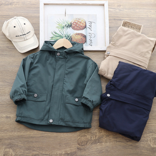 Boys' Jackets  Autumn New Children's Clothing Medium and Large Children's Casual Windbreakers Western Style Spring and Autumn Boys' Solid Color Coats