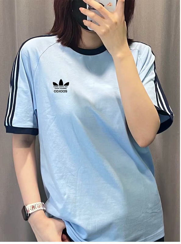 国境を越えたクローバー刺繍の基礎金丸襟半袖男女カップルtシャツゆるい純綿上着半袖カジュアル|undefined