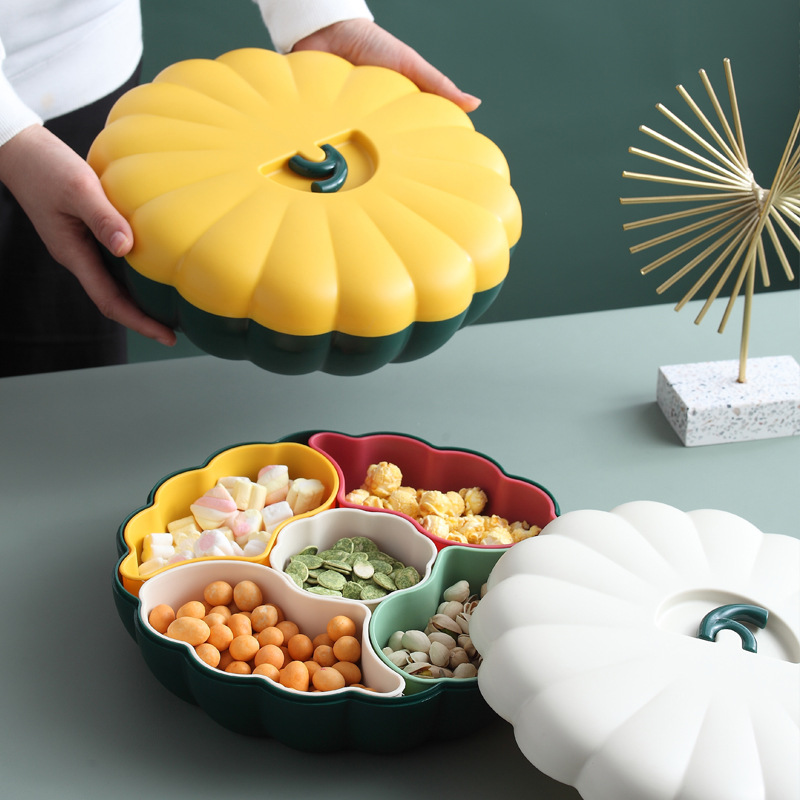 Creativo plato de fruta de calabaza vacaciones sala de estar mesa de café caja de dulces hogar caja de fruta seca año nuevo snack caja de almacenamiento con tapa