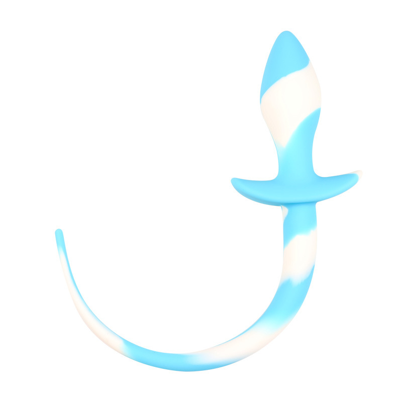 Dog Tail Silicone Anal Plug with Colorful Fluffy Tail, Adult Anal Training Toy — detail image 3
