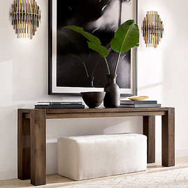 美国RH家具美式乡村复古实木玄关桌现代简约门厅玄关台侘寂风背几