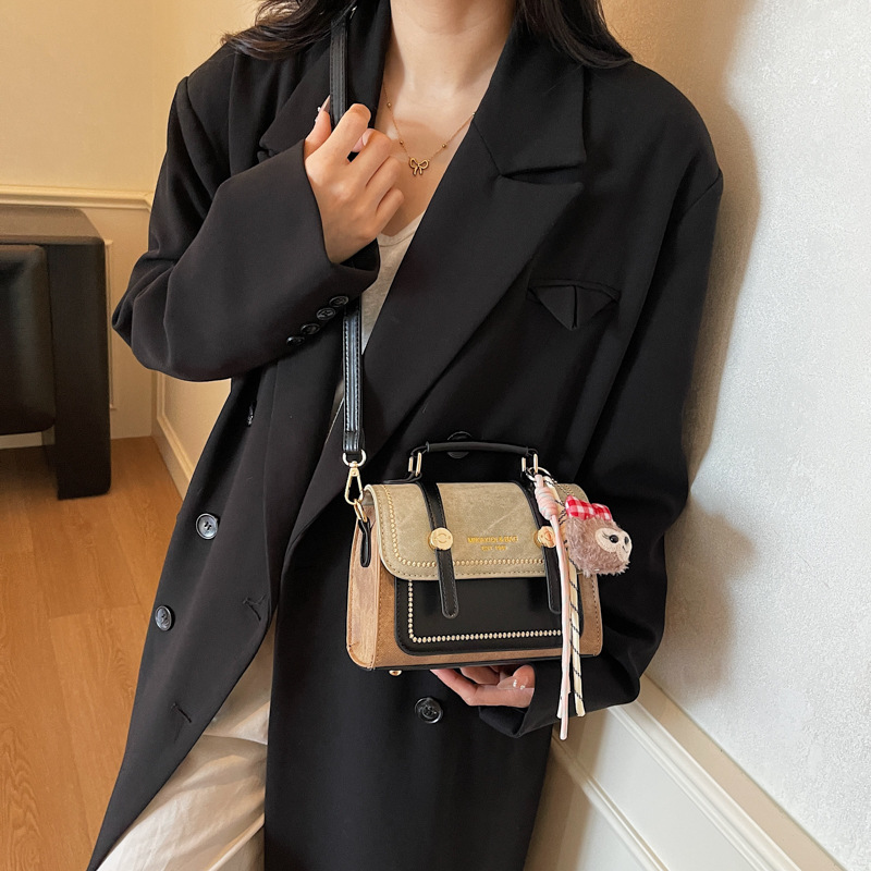 Bolso de mano doble estilo inglés de estilo extranjero 2025, otoño y invierno nuevo estilo de bolso de mujer relajado, bolso de hombro casual.