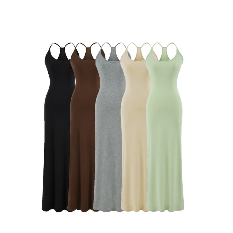 American-style sexy U-neck off-shoulder strap dress for women, new summer model in Tencel Lyocell, slim-fit bodycon long dress American-style sexy U-neck off-shoulder strap dress for women, new summer model in Tencel Lyocell, slim-fit bodycon long dress