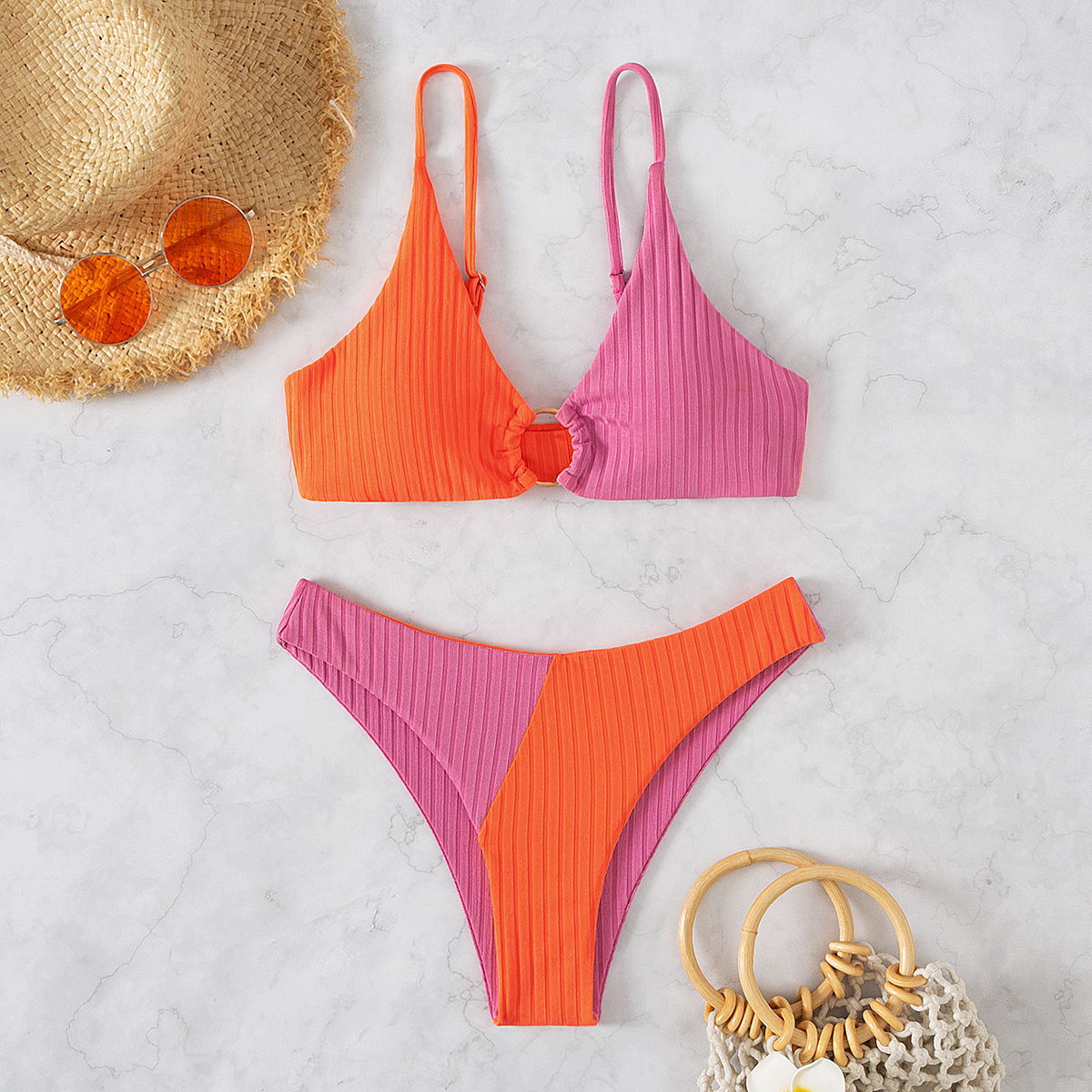 Women's Multicolor 2 Pieces Set Bikinis Swimwear display picture 9