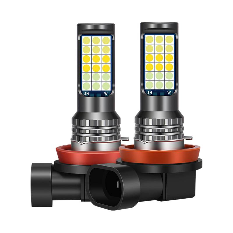 Lámpara de niebla de automóvil LED parpadeo super brillante H3 H8 H11 modificación 3030 lámpara de niebla delantera tricolor