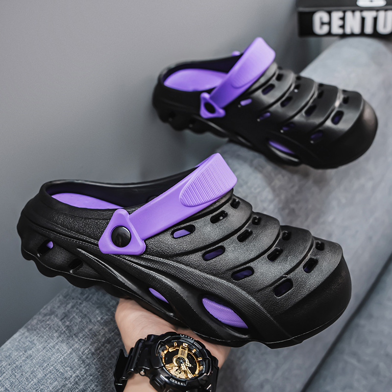 Zapatos con agujeros transpirables para hombre EVA verano nuevo estilo sandalias antideslizantes de suela gruesa zapatos de playa deportivos de dos desgaste image 3