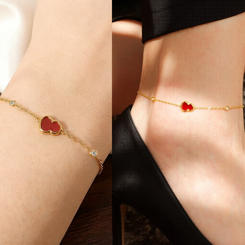 Nuevo acero de titanio no se desvanece en el nicho de diseño de pulsera de calabaza roja con diamantes de alta calidad, exquisita y versátil