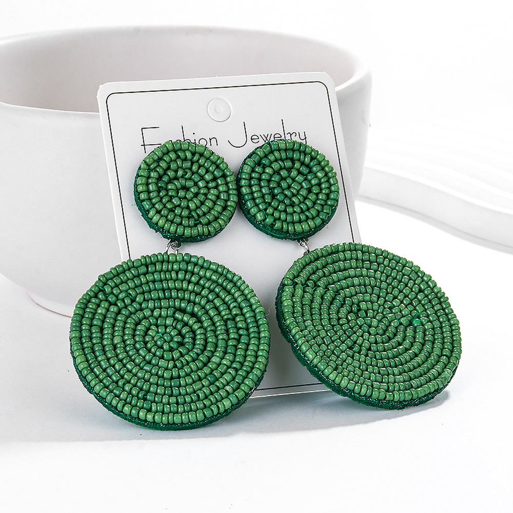 Round Pattern Women's Gender 1 Pair Vacation Round Seed Bead Drop Earrings
