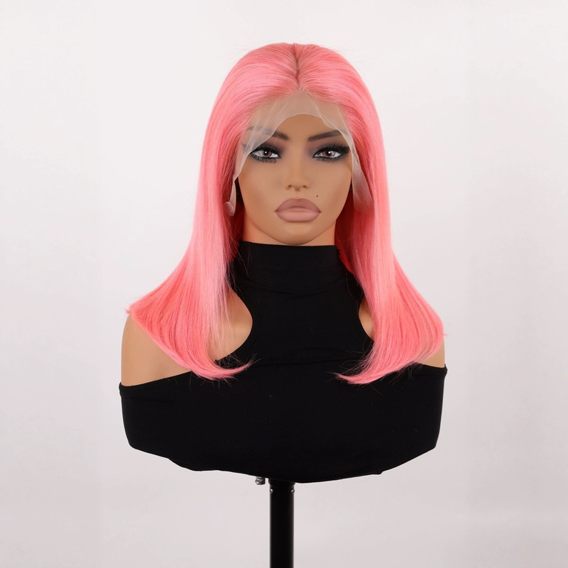Wig for Women, Cherry Blossom Pink, Real Hair Full Wig, Real Hair Lace Front Wig, Pink Front Wigs