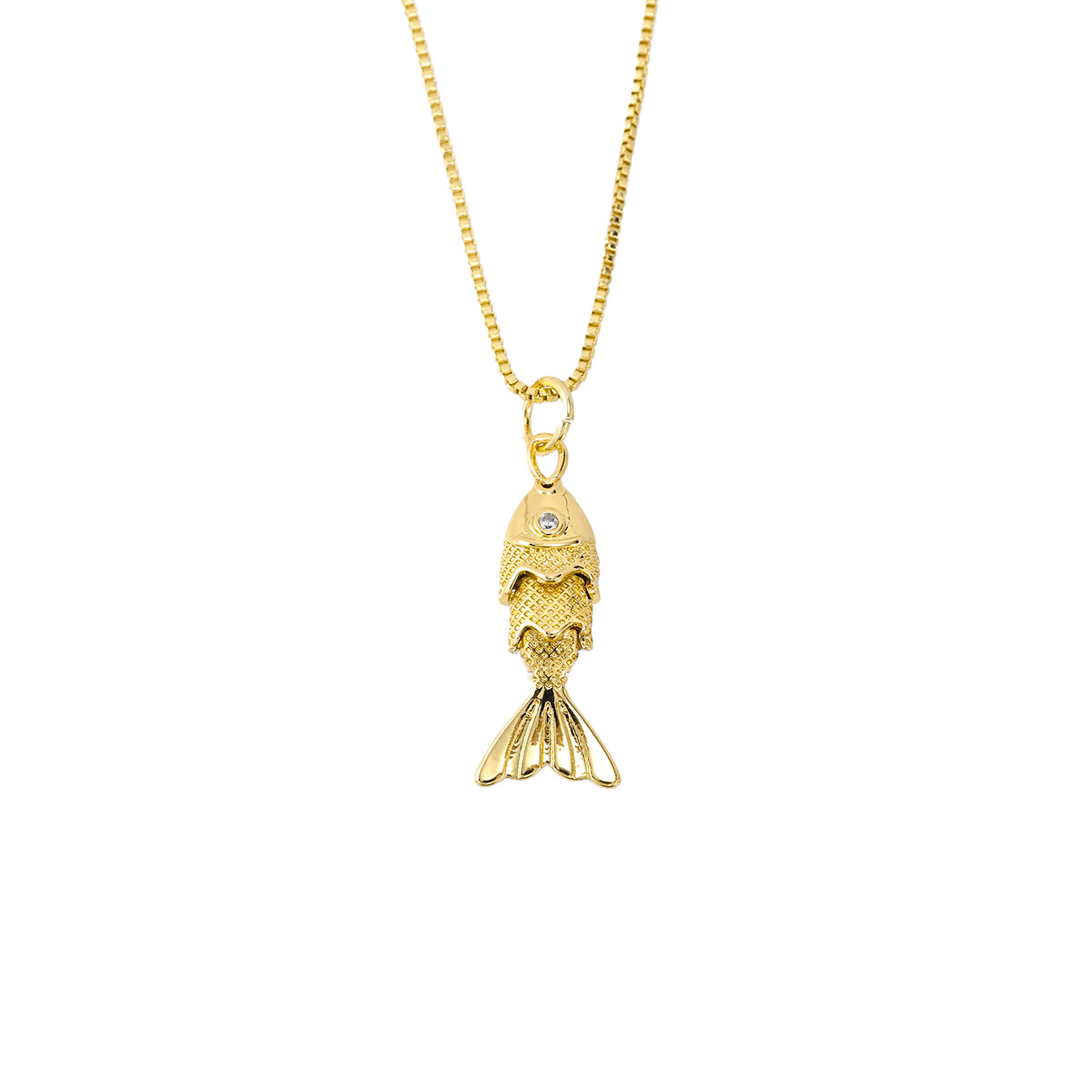 1 Piece Quantity Wholesale Jewelry IG Style Retro Fish Copper Box Chain Pendant Necklace