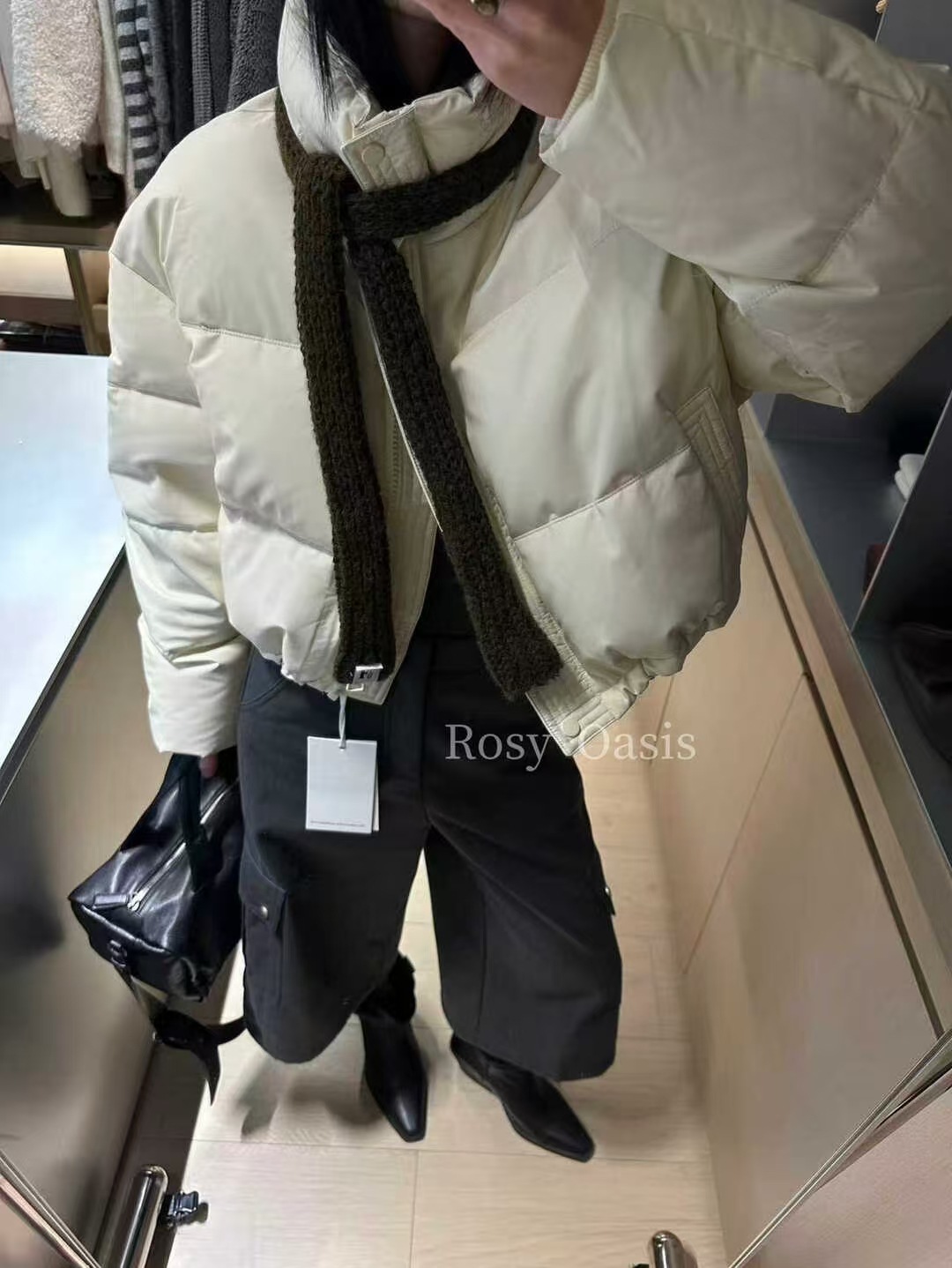 80898 소프트 PU 가죽 다운 재킷 1.0m 화이트