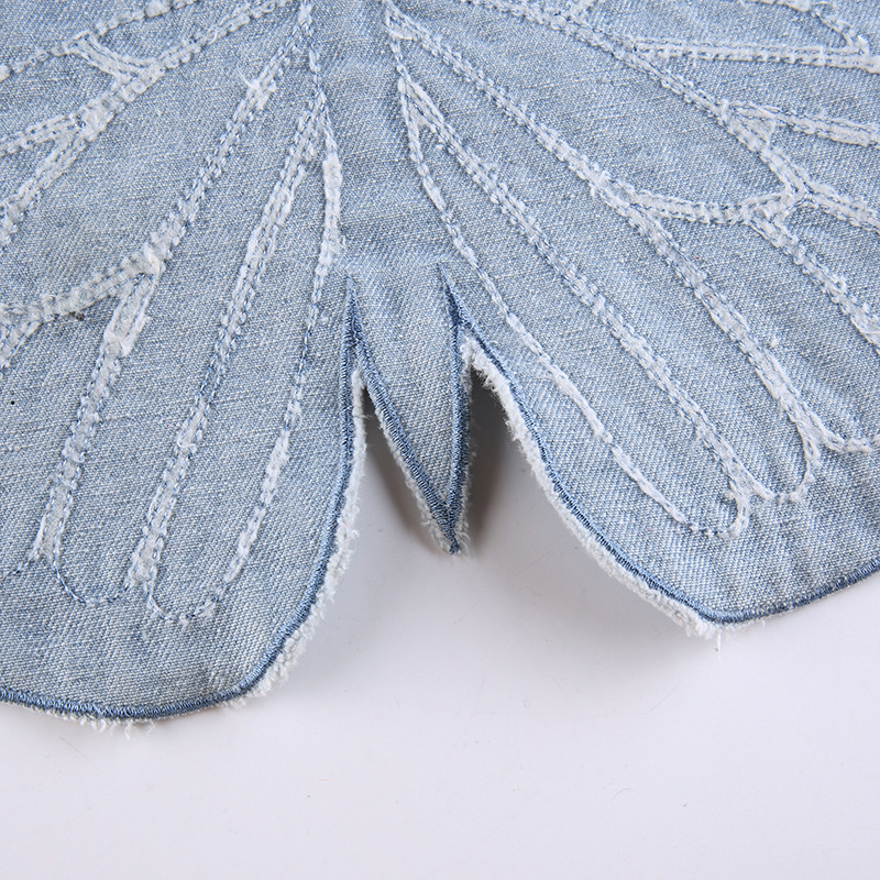 solid color sexy halterneck butterfly pattern denim sling vest NSSSN119387