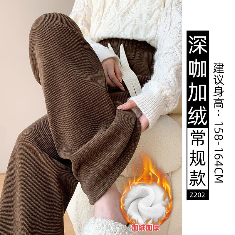 雪尼尔羊羔绒阔腿裤女2025新款秋冬加绒高腰垂感休闲慵懒风直筒裤|undefined