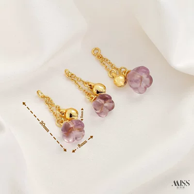 and osmanthus drop-shaped decorative bead pendant – Zərgərlik ara hissələri - golden-natural-amethyst-osmanthus-pendant-1-piece
