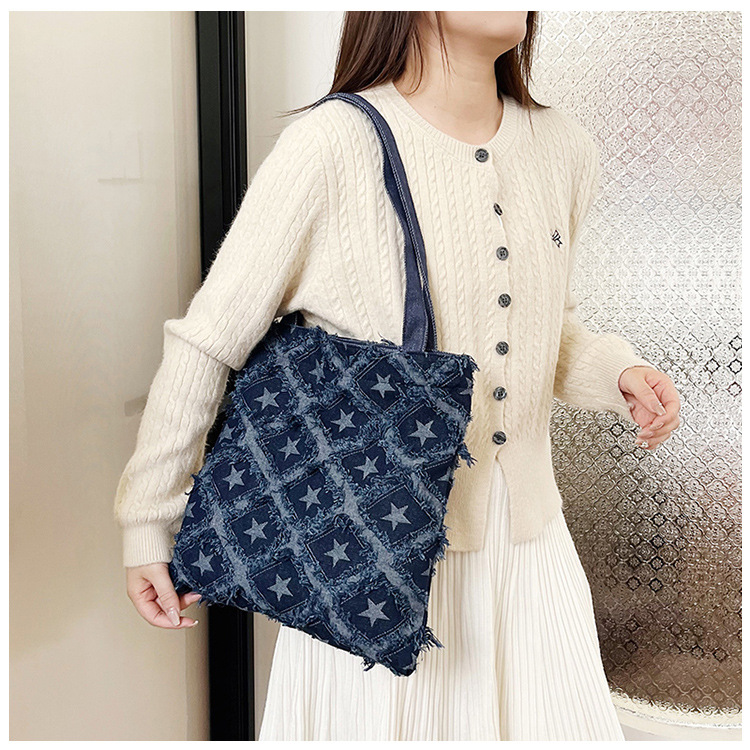 2024 New bucket bag, starry fringed fringe single-shoulder bag, autumn trendy and personalized design handbag, crossbody bag undefined