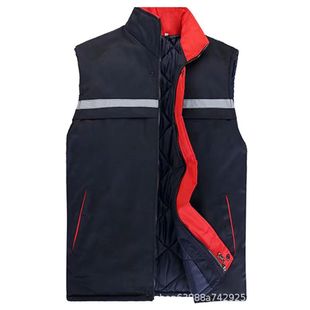 Winter Cotton Vest Men's and Women's Work Clothes Cold-proof Warm-keeping Thickened Reflective Shipyard Cotton Vest Waistcoat Padded Engineering Clothes
