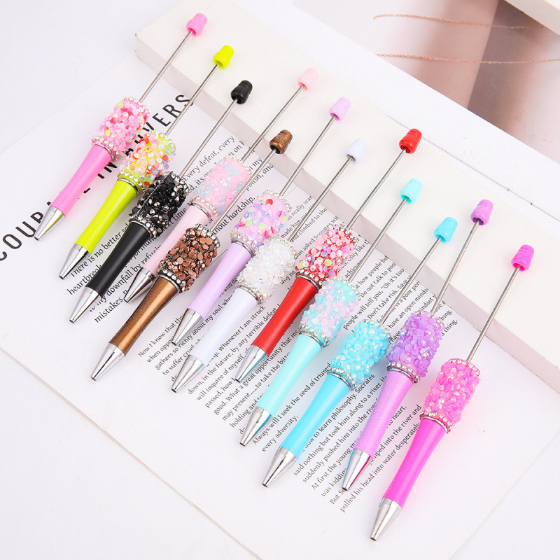 DIY Resin Sequin Beaded Pen Ins Macaron Crystal Gravel Ball Pen Live Broadcast Hot Sale Gift Stationery Wholesale