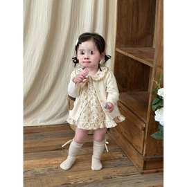 女宝宝套装春装2025新款婴幼儿洋气开衫上衣碎花包屁哈衣裙两件套